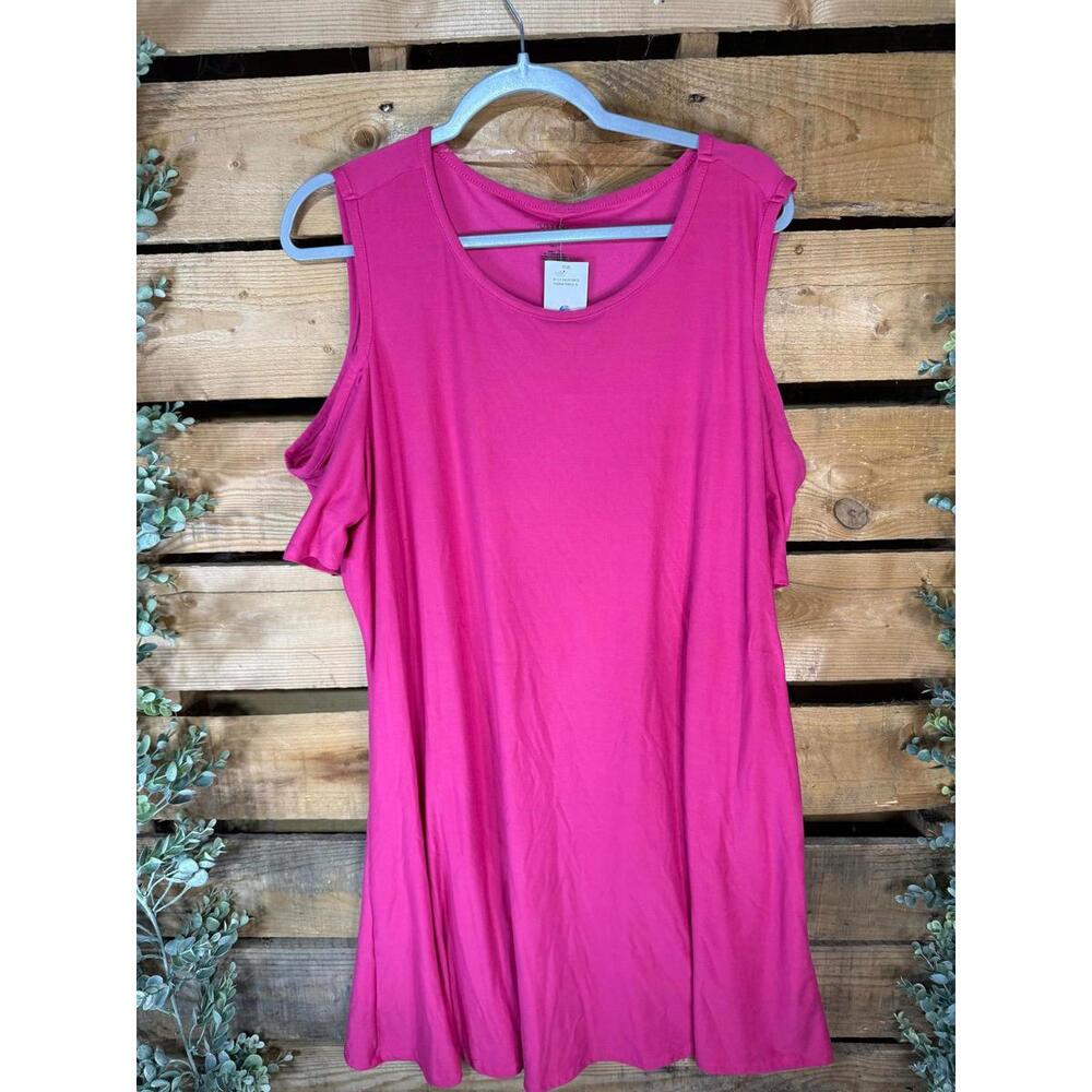 Just My Size Plus Size 2X Cold Shoulder Dress Fuchsia Purple